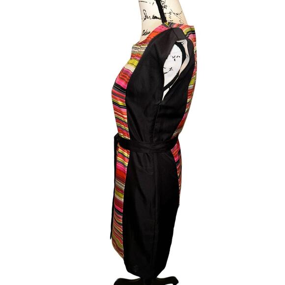 Banana Republic Women's Striped Poly Sleeveless Dress Sz 2 Pink Green Orange - Picture 5 of 9